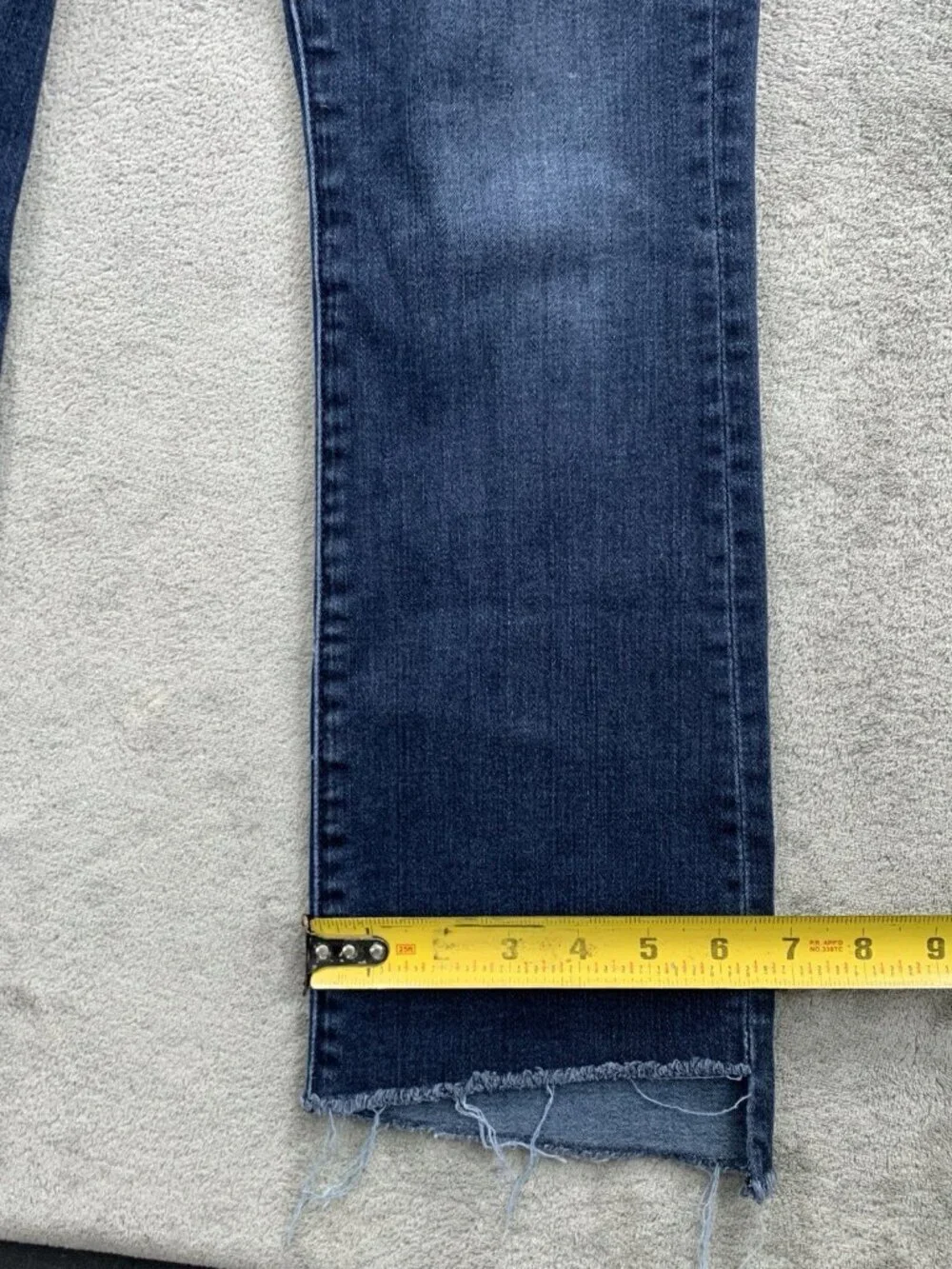 MOTHER Insider Crop Step Fray Jeans Womens 25 Night Tripper Raw Hem Blue Denim